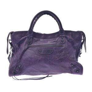 BALENCIAGA The City Purple Leather Handbag